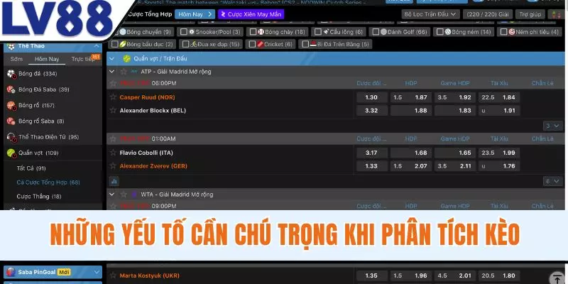 Những yếu tố cần chú trọng khi phân tích kèo
